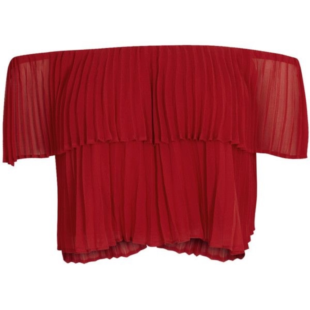Keepsake Red Off-Shoulder Pleated Top